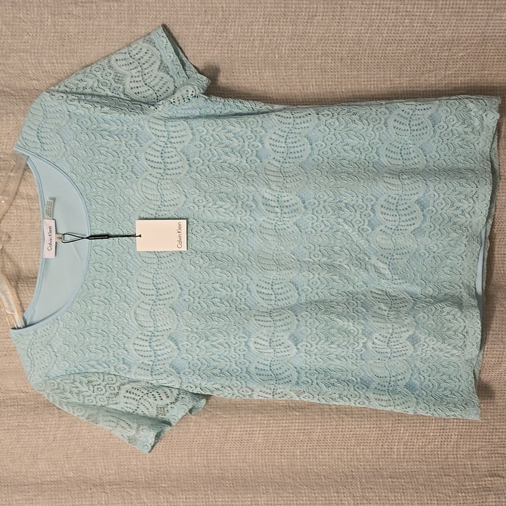 Calvin Klein Women's Short Sleeve Lace Top NEW Size S